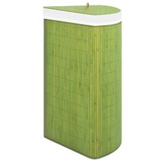 Vidaxl Rohový bambusový kôš na bielizeň, zelený 60 l