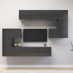Vidaxl 8-dielna súprava TV skriniek, vysoký lesk, sivá, drevotrieska