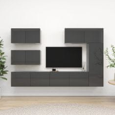 Vidaxl 6-dielna súprava TV skriniek, vysoký lesk, sivá, drevotrieska