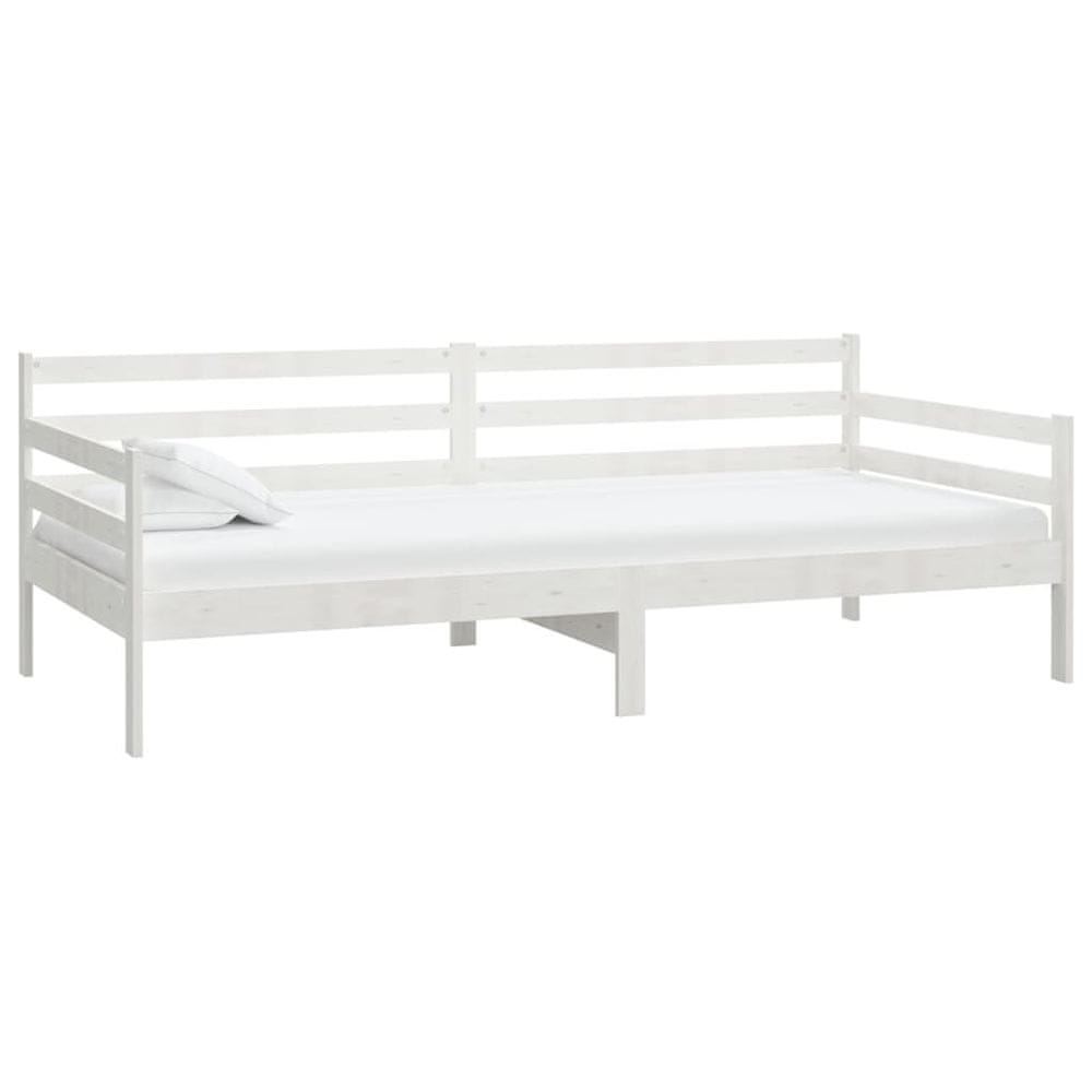 Vidaxl Denná posteľ biela borovicový masív 90x200 cm