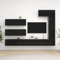 Vidaxl 7-dielna súprava TV skriniek, vysoký lesk, čierna, drevotrieska