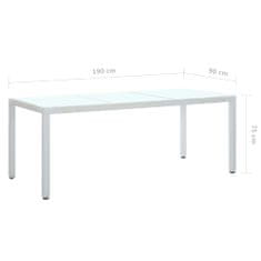 Vidaxl Záhradný stôl biely 190x90x75 cm polyratan