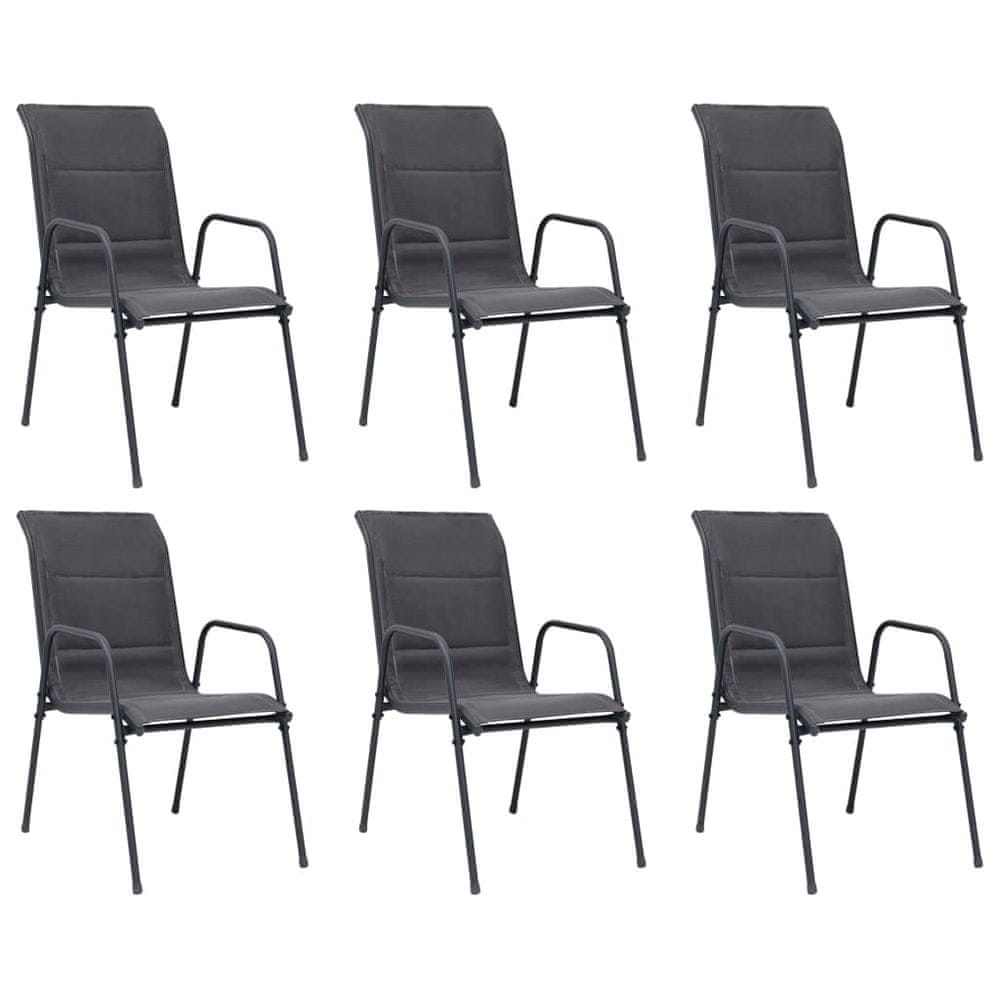 Petromila vidaXL Stohovateľné záhradné stoličky 6 ks oceľ a textilén antracitové