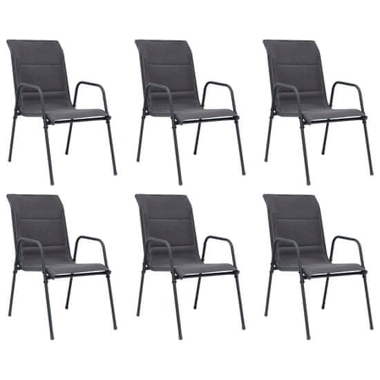 Vidaxl Stohovateľné záhradné stoličky 6 ks oceľ a textilén antracitové