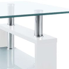 Vidaxl Konferenčný stolík biely a priehľadný 95x55x40 cm tvrdené sklo