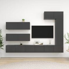 Vidaxl 7-dielna súprava TV skriniek, sivá, drevotrieska