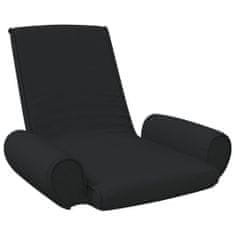 Vidaxl Skladacia stolička na podlahu, čierna, čalúnená látkou