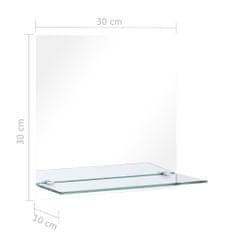 Vidaxl Nástenné zrkadlo s poličkou 30x30 cm, tvrdené sklo