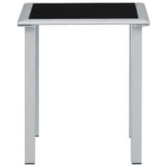 Vidaxl Záhradný stôl čierny a strieborný 41x41x45 cm oceľ a sklo