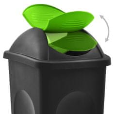 Vidaxl Odpadkový kôš s otočným vekom 60l čierno-zelený