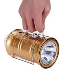 Alum online Solárne LED kempingové svietidlo s efektom stroboskopu - zlatá