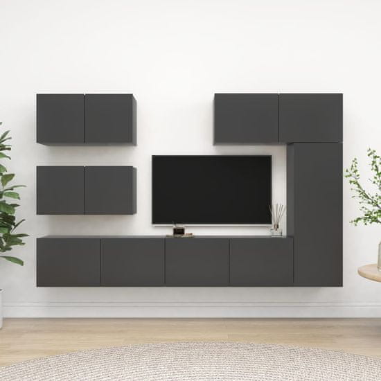 Vidaxl 6-dielna súprava TV skriniek, sivá, drevotrieska