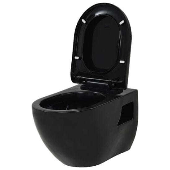 Vidaxl Závesné WC, keramické, čierne