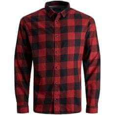 Jack&Jones Pánska košeľa JJEGINGHAM Slim Fit 12181602 Brick Red (Veľkosť M)