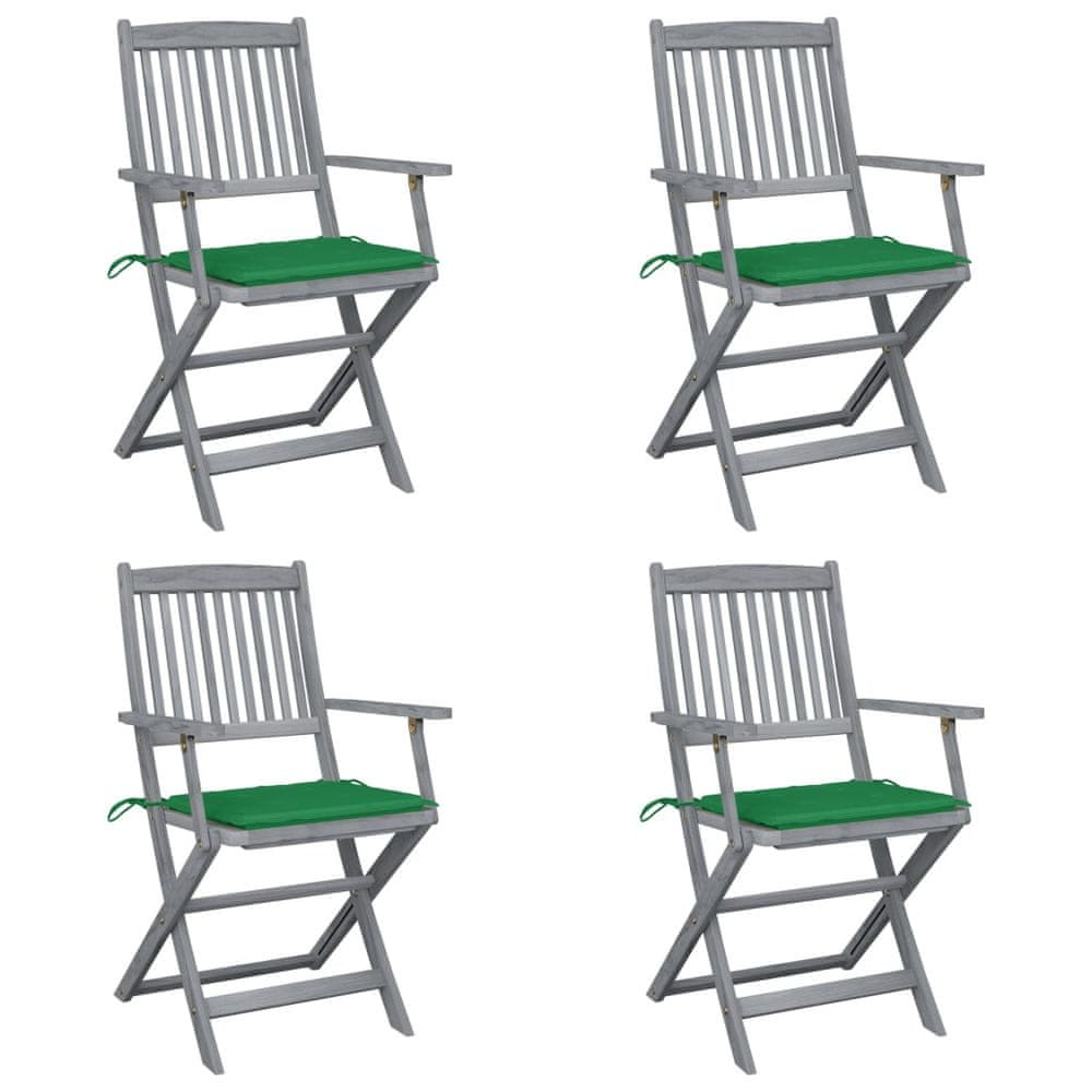 Petromila vidaXL Skladacie záhradné stoličky s podložkami 4 ks akáciový masív