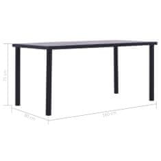 Vidaxl Jedálenský stôl, čierna a betónovo sivá 160x80x75 cm, MDF