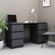 Vidaxl Písací stôl, lesklý sivý 140x50x77 cm, drevotrieska