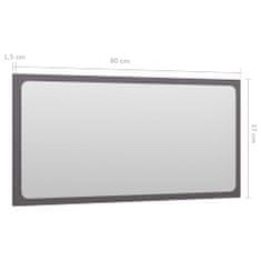 Vidaxl Kúpeľňové zrkadlo lesklé sivé 80x1,5x37 cm drevotrieska