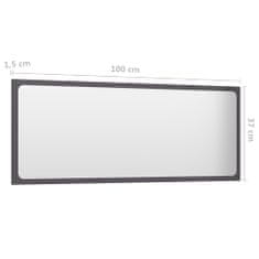 Vidaxl Kúpeľňové zrkadlo lesklé sivé 100x1,5x37 cm drevotrieska