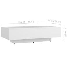 Vidaxl Konferenčný stolík, biely 115x60x31 cm, drevotrieska