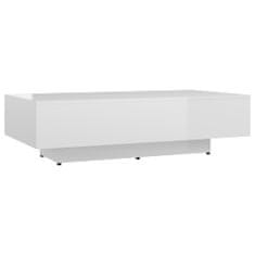 Vidaxl Konferenčný stolík, lesklý biely 115x60x31 cm, drevotrieska