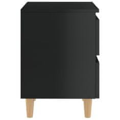 Vidaxl Nočný stolík s nohami z masívneho borovicového dreva vysokolesklý čierny 40x35x50 cm