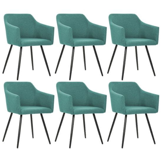 Vidaxl Jedálenské stoličky 6 ks zelené látkové