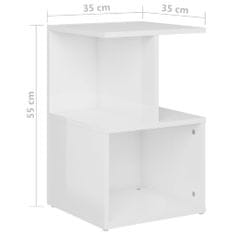 Vidaxl Nočný stolík vysoký lesk biely 35x35x55 cm drevotrieska