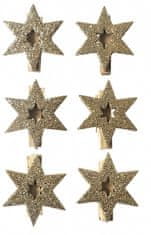 Zlatá hviezda na kolíku 4 cm (6 ks)