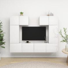 Vidaxl 6-dielna súprava TV skriniek lesklá biela drevotrieska