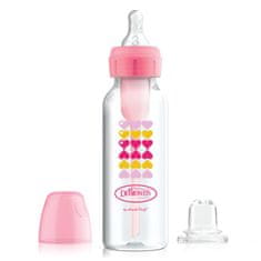 Dr.Brown´s Dojčenská antikoliková fľaša Options+ 250ml 2v1 ružová s náustkom