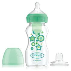 Dr.Brown´s Dojčenská antikoliková fľaša Options+ Wide-Neck 270ml 2v1 zelená s náustkom