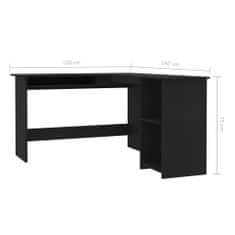 Vidaxl Rohový stôl v tvare L, čierny 120x140x75 cm, drevotrieska