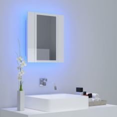 Vidaxl LED kúpeľňová zrkadlová skrinka lesklá biela 40x12x45 cm