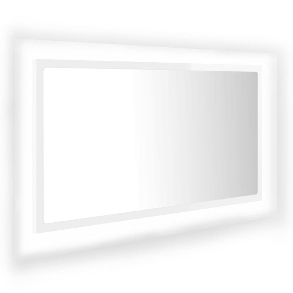 Vidaxl Kúpeľňové zrkadlo s LED, lesklé biele 80x8,5x37cm, akryl