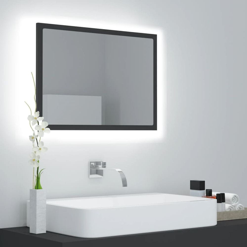 Vidaxl LED kúpeľňové zrkadlo sivé 60x8,5x37 cm drevotrieska