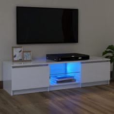Vidaxl TV skrinka s LED svetlami lesklá biela 120x30x35,5 cm