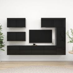 Vidaxl 6-dielna súprava TV skriniek, vysoký lesk, čierna, drevotrieska