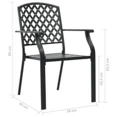 Petromila vidaXL Stohovateľné vonkajšie stoličky 2 ks, oceľ, čierne