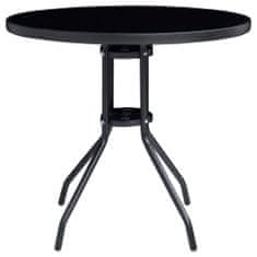 Vidaxl Záhradný stôl, čierny 80 cm, oceľ a sklo
