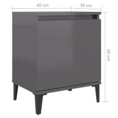 Vidaxl Nočný stolík nohy z kovu lesklý sivý 40x30x50 cm