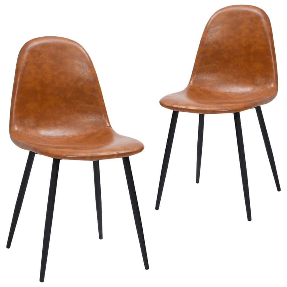 Petromila vidaXL Jedálenské stoličky 2 ks 45x54,5x87 lesklá hnedá umelá koža