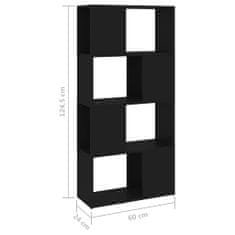 Vidaxl Knižnica/deliaca stena čierna 60x24x124,5 cm drevotrieska