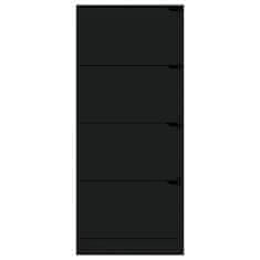 Vidaxl Botník so 4 dvierkami čierny 59x24x136 cm drevotrieska