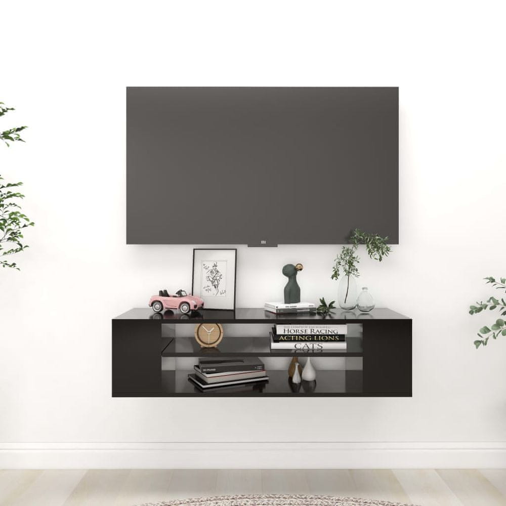 Vidaxl Závesná TV skrinka čierna 100x30x26,5 cm drevotrieska