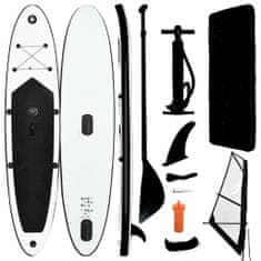 Vidaxl Nafukovací Stand up paddleboard s plachtou čierno-biely