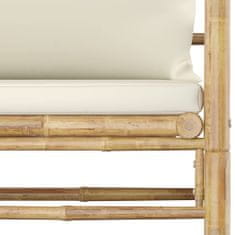 Vidaxl 5-dielna záhradná sedacia súprava, krémové podložky, bambus