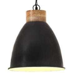 Vidaxl Industriálna závesná lampa čierna železo a masívne drevo 35 cm E27