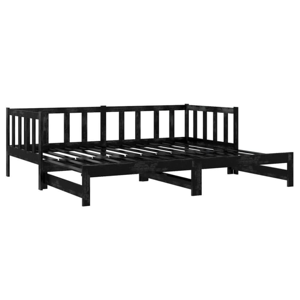 Vidaxl Rozkladacia denná posteľ 2x(90x200) cm čierna borovicové drevo