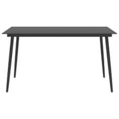 Vidaxl Záhradný jedálenský stôl čierny 150x90x74 cm oceľ a sklo